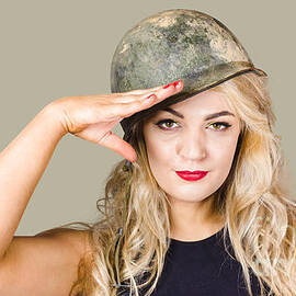 Pinup beauty saluting to a mission accomplished by Jorgo Photography