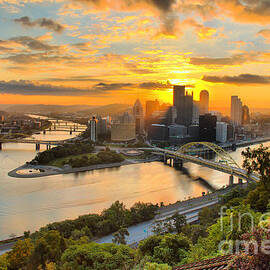 Pittsburgh Mt Washington Sunrise August 2022 by Adam Jewell