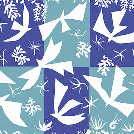 Polynesie, le ciel - Polynesia, The Sky - Collage with birds and sea creatures by Henri Matisse by Henri E B Matisse
