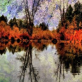Pond with a lichen sky by Bruce Block