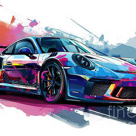 Porsche 911 GT3 RS watercolor abstract vehicle Jigsaw Puzzle by