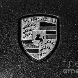 Porsche Hood Emblem Detail Black and White by Stefano Senise