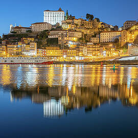 Porto, Portugal Bridge and City Light Reflections by Michael Warren
