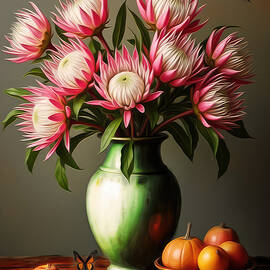 Protea Wall Art Floral Still Life by Nature Oil Painting