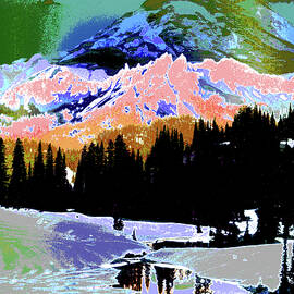 Psychedelic Mount Rainier 2B by Sally Fuller