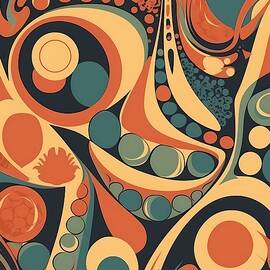Retro 70s pattern with organic shapes No 1 by Andre Petrov