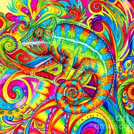 Psychedelizard - Psychedelic Rainbow Chameleon by Rebecca Wang