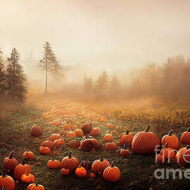 Pumpkins in autumn forest.  by Jelena Jovanovic