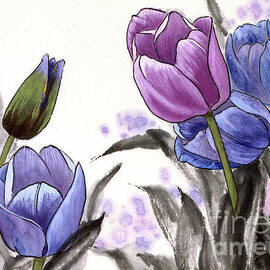 Purple And Blue Tulips by Wang Zhenhua
