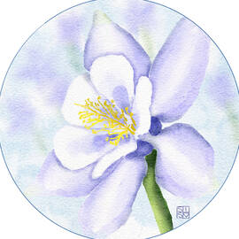 Purple Columbine Flower by Snow Iris Studio