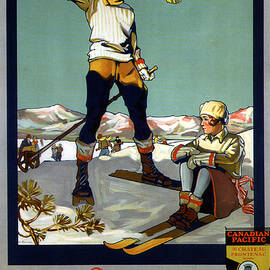 Quebec for Winter Sports - Canadian Pacific - Retro travel Poster - Vintage Poster by Studio Grafiikka