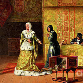 Queen Isabella Of Spain Pledging Jewels To Columbus by Gherman Komlev
