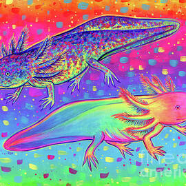 Rainbow Axolotls by Rebecca Wang