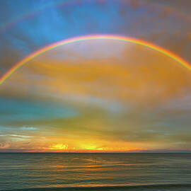 Rainbow over Playa El Delfin Mazatlan Mexico by Tommy Farnsworth