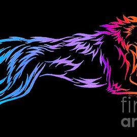 Rainbow Running Tribal Wolf by Rebecca Wang