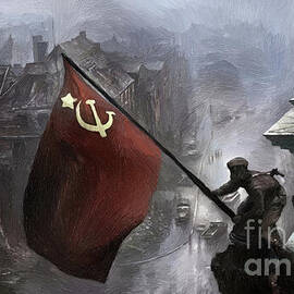 Raising a Flag over the Reichstag by Antonios Valamontes