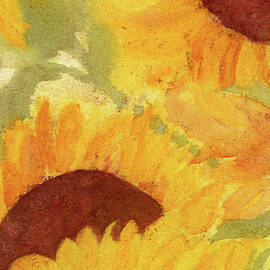 Rays of Sunshine, Sunflower Watercolor Botanical Art by Elizabeth Reich
