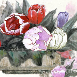Red And Purple Tulips by Wang Zhenhua
