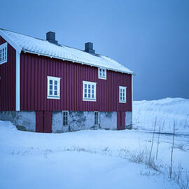 Red House Under the Evening Sky, Lofoten by Joanne Eastope