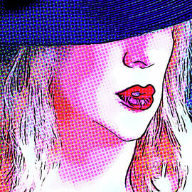 Red Lips Under Hat by Rick Perkins