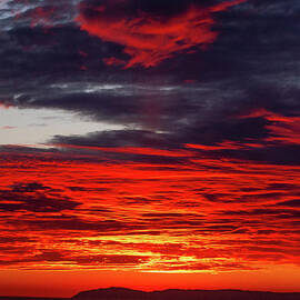 Red Orange Glow Clouds from a Catalina Sunset by Abigail Diane Photography