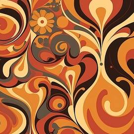 Retro 70s pattern with organic shapes No 2 by Andre Petrov