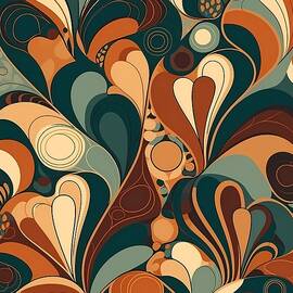 Retro 70s pattern with organic shapes No 3 by Andre Petrov