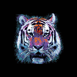 Retro 80s Tiger Face Splatter Paint by Flippin Sweet Gear