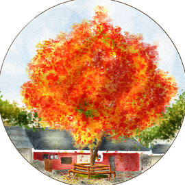 Rhinebeck Sheep and Wool Festival Autumn Tree - Botanical Art for Home Decor and Accessories by Snow Iris Studio