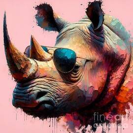 Rhino in Shades by Lucia Stewart