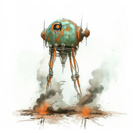 Robot War Machine Watercolor 250 by MAD PaperAirplanes