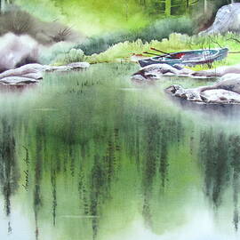 Rock Pond Triptych 3 by Amanda Amend