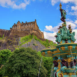 Ross Fountain and Edinburgh Castle in Edinburgh, Scotland by Miroslav Liska