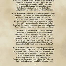 Rudyard Kipling, If - Typewriter quote on Old Paper - Literary Poster - Book Lover Gifts by Studio Grafiikka