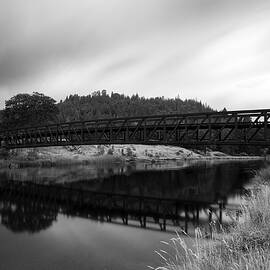 Rustic Bridge Over Hat Creek - Shasta County California - Monochrome  by Mike Lee
