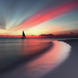 Sail Boat Glides Into The Sunset 1 by Gian Smith