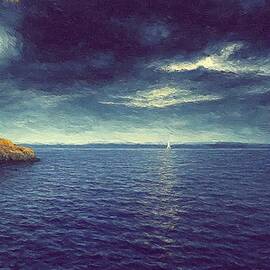 Sailboat on Moody Superior by David Manlove