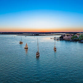Sailboats at Tranquil Sunset by Oceanic SkyView