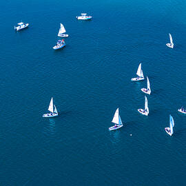Sailboats on a Calm Blue Sea by Oceanic SkyView