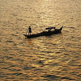 Sampan Boat on the Mekong River  by Felix Odell