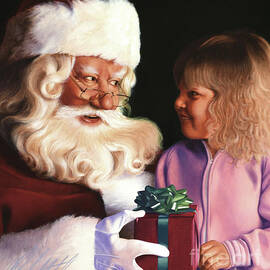Santa Claus And Little Girl by Ed Little