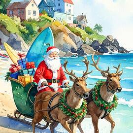 Santa Claus on Beach Sleigh Ride by Oceanic SkyView