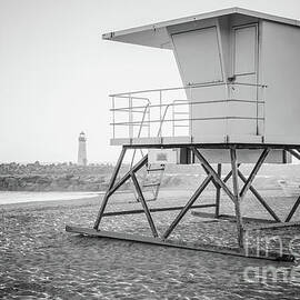 Santa Cruz Beach Lifeguard Tower Black and White Photo by Paul Velgos