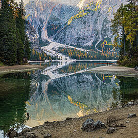 Scenic Mountain Lake Reflection - Lake Braies by Elvira Peretsman