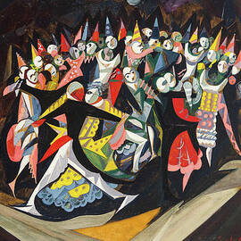 Scheiber Hugo paintings - At the Sturm-ball, carnival crowd by Scheiber Hugo