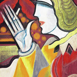 Scheiber Hugo paintings - Lady in a bar, art deco portrait by Scheiber Hugo