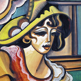Scheiber Hugo paintings - Lady with yellow hat by Scheiber Hugo