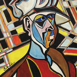 Scheiber Hugo paintings - Portrait of a man with jockey cap by Scheiber Hugo