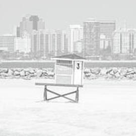 Seal Beach LIfeguard Tower Black and White Panorama Photo by Paul Velgos