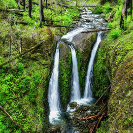 Serene Triple Falls Waterfall Scene by Bruce Block